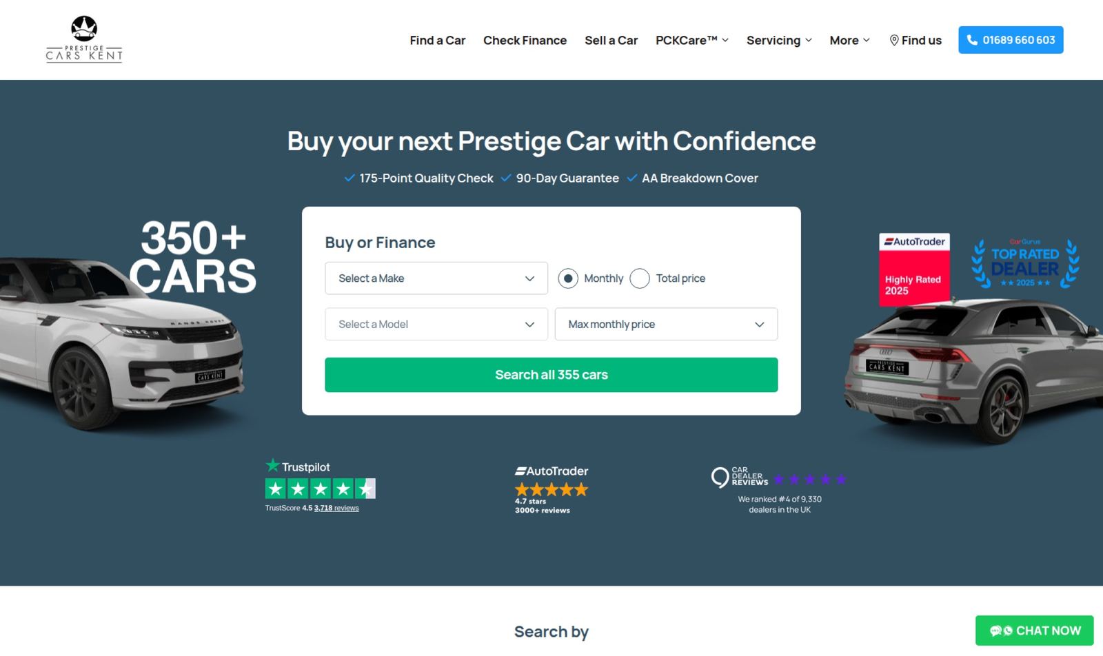 Prestige Cars Kent website